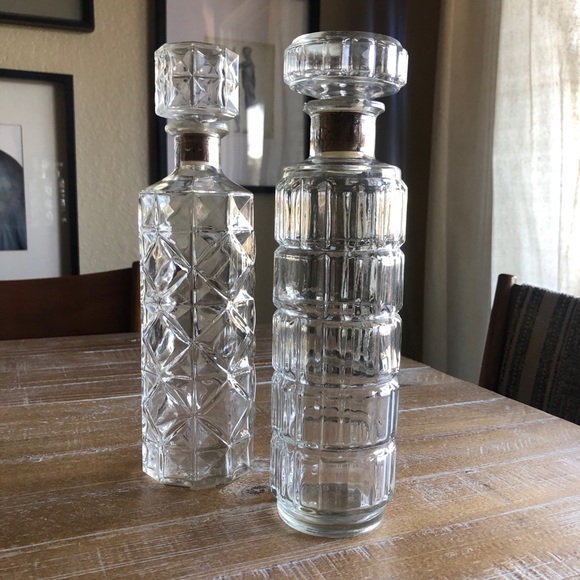 Vintage Cut Glass Decanters Set of 2